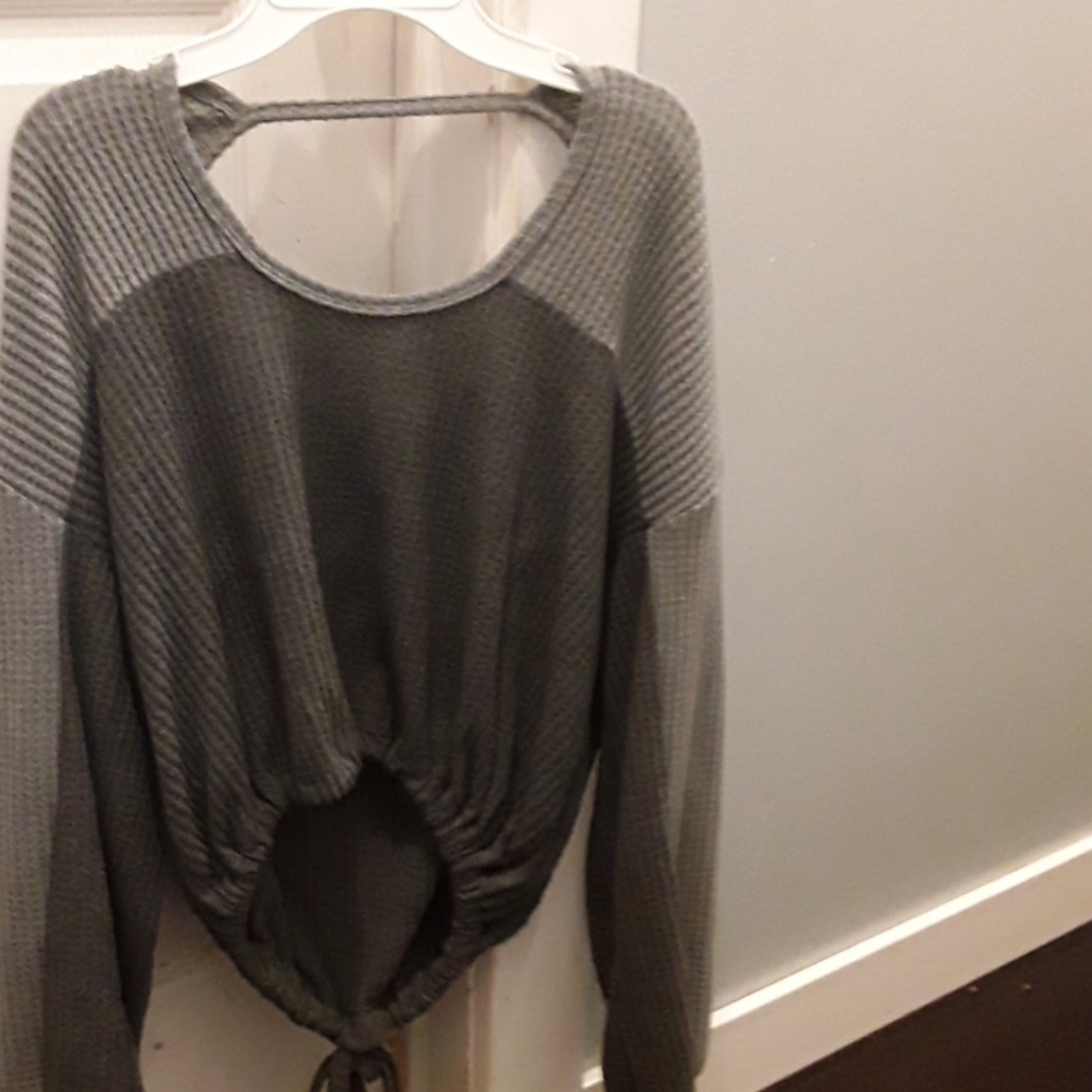 Women Longsleeve Crop Top Ribbed